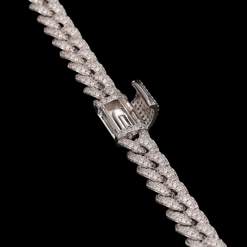 Ice Cuban Link Chain/Bracelet - 8mm - TONGSHOP / Color:White Gold / Color:Yellow Gold