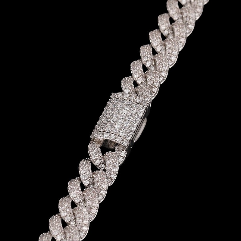 Ice Cuban Link Chain/Bracelet - 8mm - TONGSHOP / Color:White Gold / Color:Yellow Gold