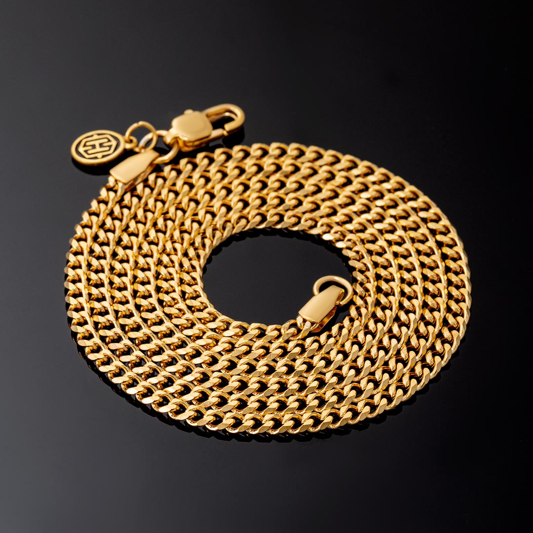 2.5mm Diamond - Cut Stainless Steel Cuban Chain in Gold - TONGSHOP
