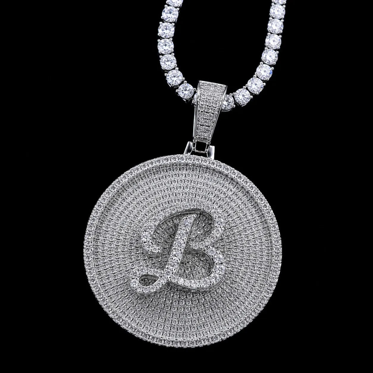 26 - Letter Iced - Out Pendant - 50mm - TONGSHOP / Length:16 / Length:18