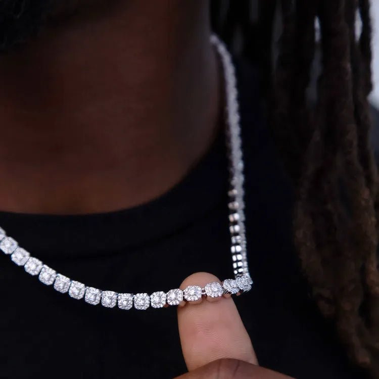Micro Clustered Tennis Necklace in White Gold - 6mm - TONGSHOP