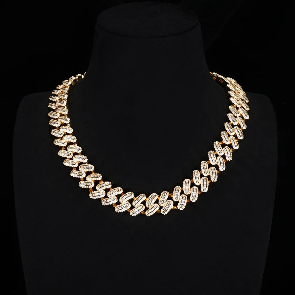 15MM 18K BLANKA/ORO PLAKITA BLINGBLING BANGETO GLACIITA KUBA ĈENO