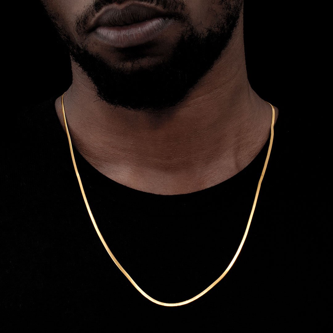 2mm Herringbone Chain in Gold - TONGSHOP