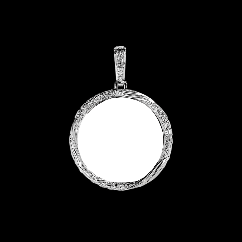 3D Custom Photo Flame Solid Round Pendant - 37mm - TONGSHOP / Length:16 / Length:18