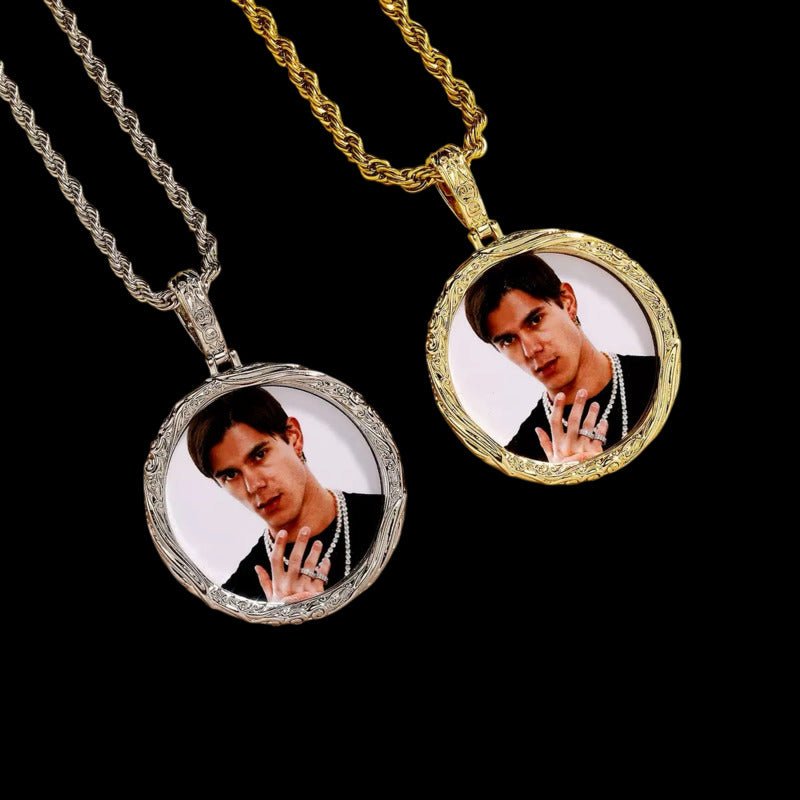 3D Custom Photo Flame Solid Round Pendant - 37mm - TONGSHOP / Length:16 / Length:18