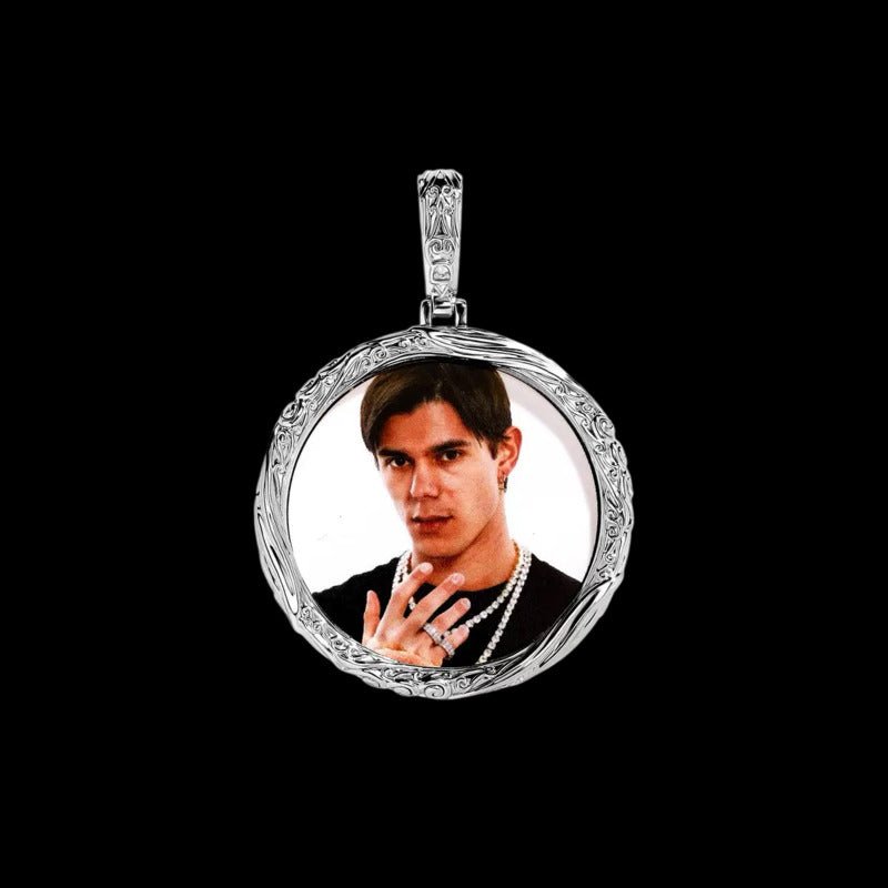 3D Custom Photo Flame Solid Round Pendant - 37mm - TONGSHOP / Length:16 / Length:18