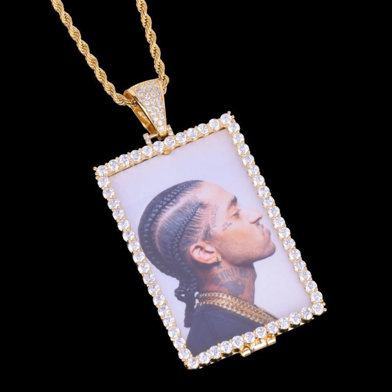 3D Custom Photo Large Square Pendant - 40mm - TONGSHOP / Length:16 / Length:18