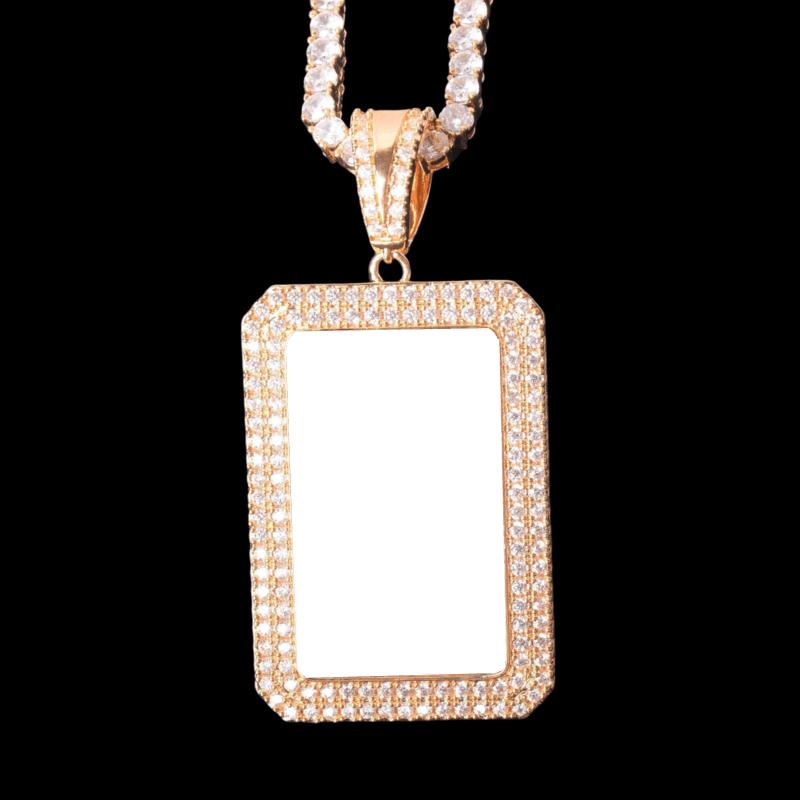 3D Custom Photo Square Pendant - 35mm - TONGSHOP / Length:16 / Length:18