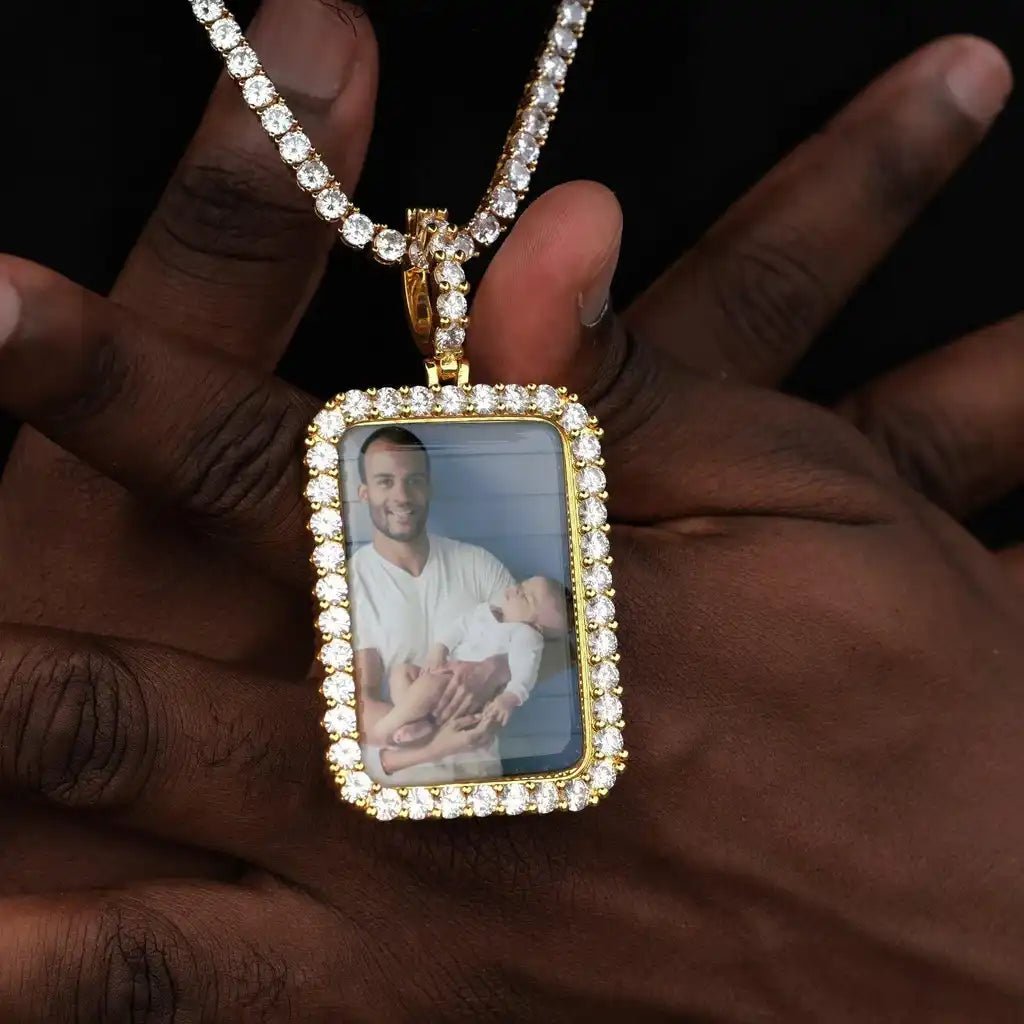 3D Custom Picture Rectangular Ice Pendant With Engraving - TONGSHOP / /