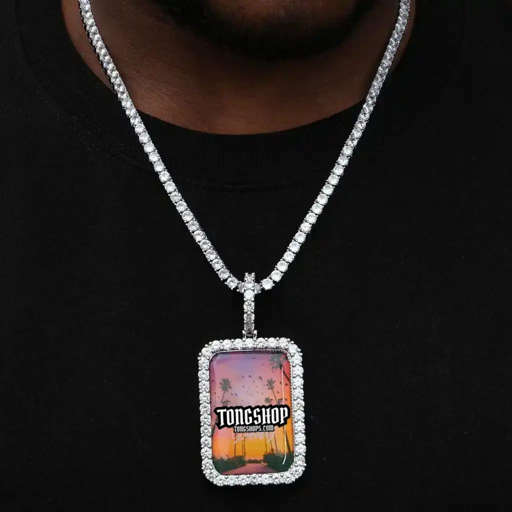 3D Custom Picture Rectangular Ice Pendant With Engraving - TONGSHOP / /