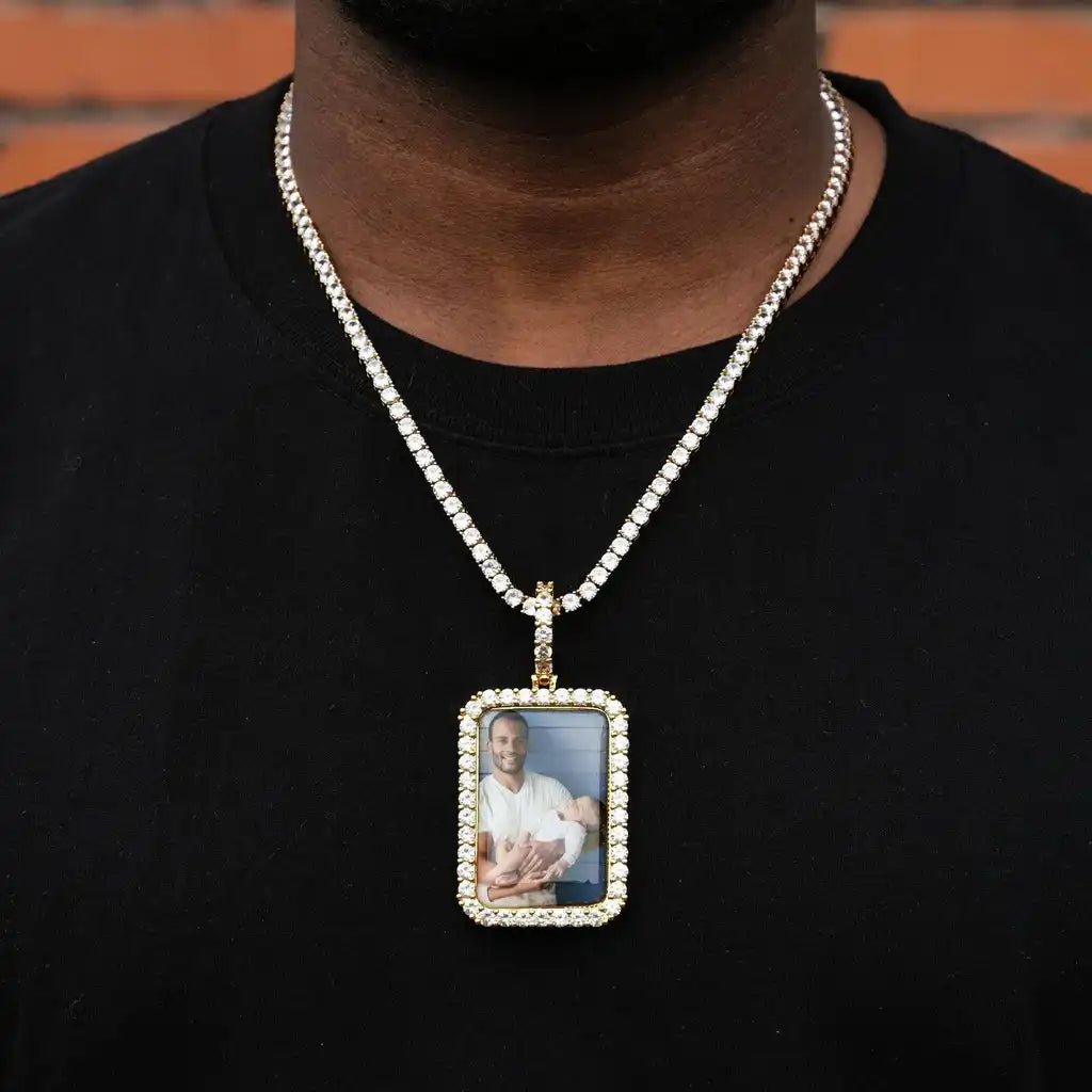 3D Custom Picture Rectangular Ice Pendant With Engraving - TONGSHOP / /