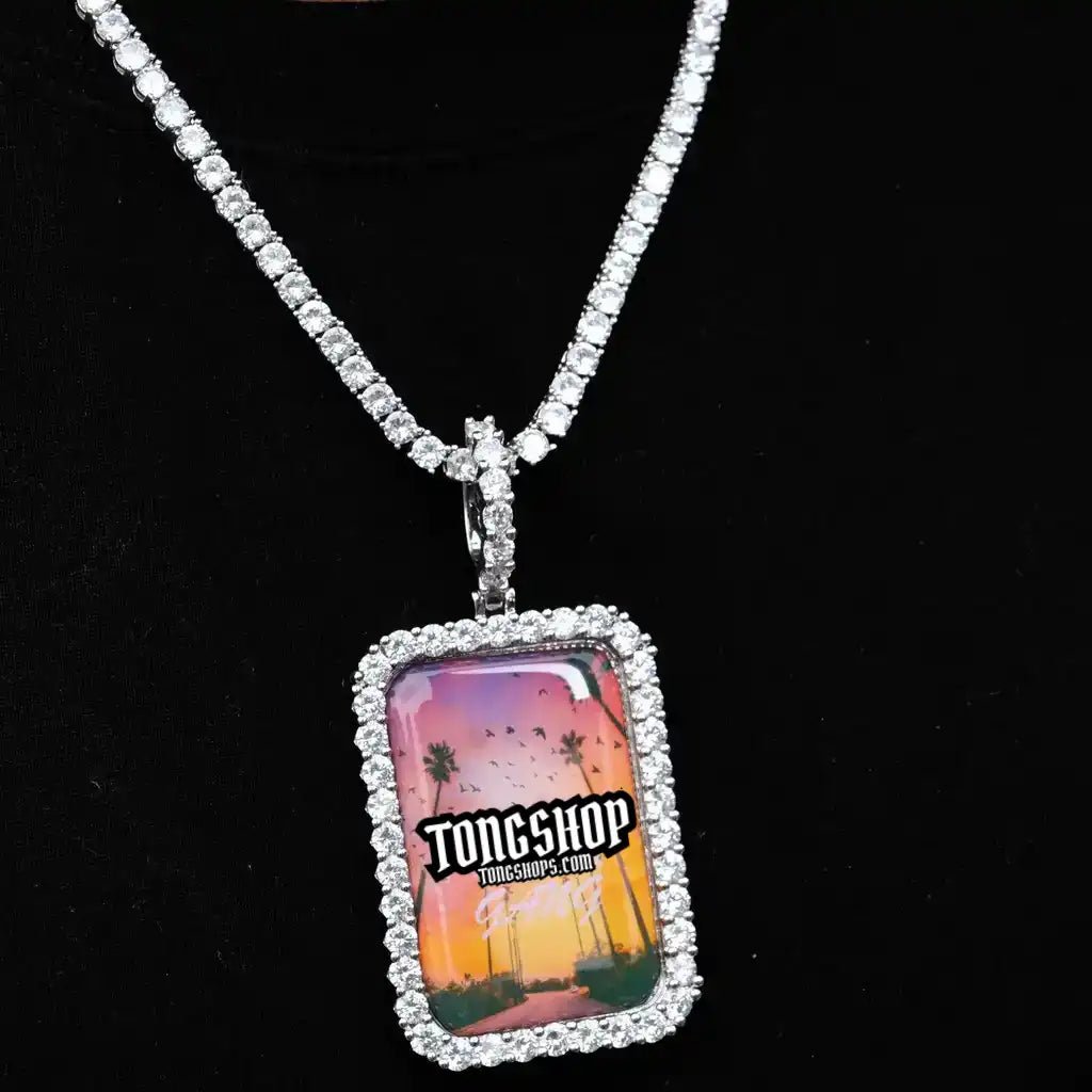 3D Custom Picture Rectangular Ice Pendant With Engraving - TONGSHOP / /