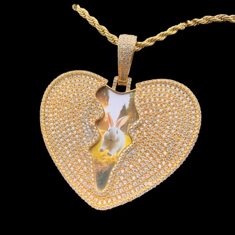 3D Customized Cracked Love Pendant - 55mm - TONGSHOP / Length:16 / Length:18