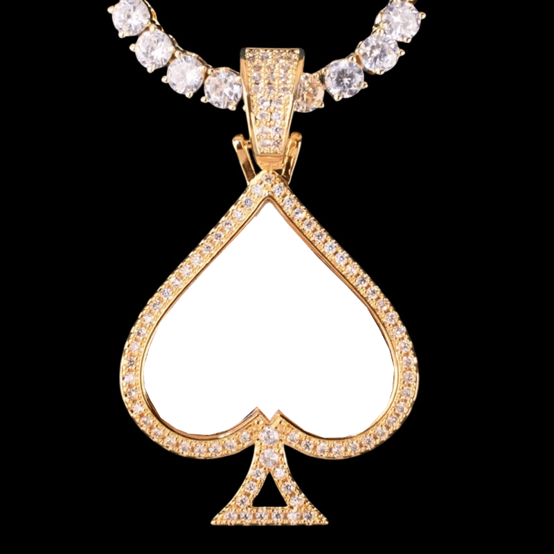 3D Customized Photo Ace of Spades Pendant - 32mm - TONGSHOP / Length:16 / Length:18
