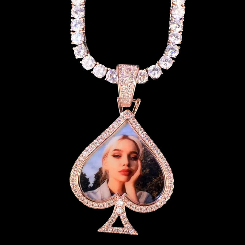 3D Customized Photo Ace of Spades Pendant - 32mm