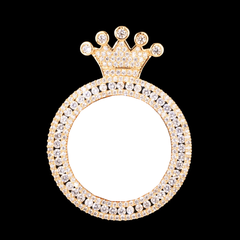 3D Customized Photo Crown Round Pendant - 40mm - TONGSHOP / Length:16 / Length:18