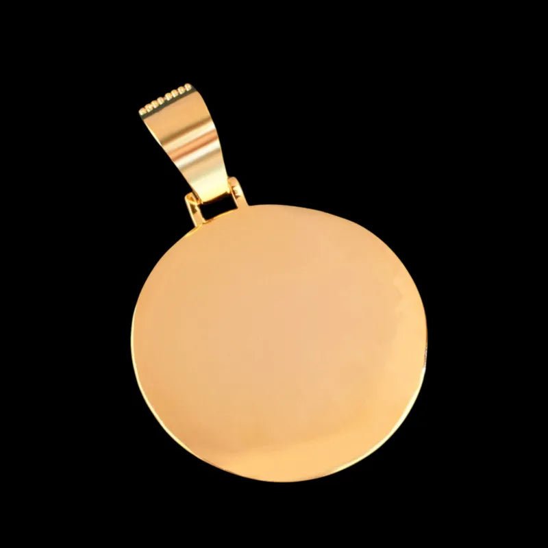 3D Customized Photo Heart Shaped Clasp Round Pendant - 35mm - TONGSHOP / Length:16 / Length:18