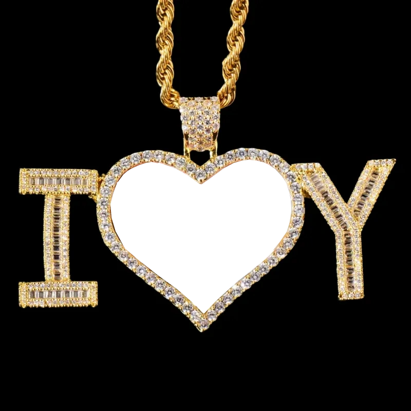 3D Customized Photo "I Love You" Heart Pendant - 70mm