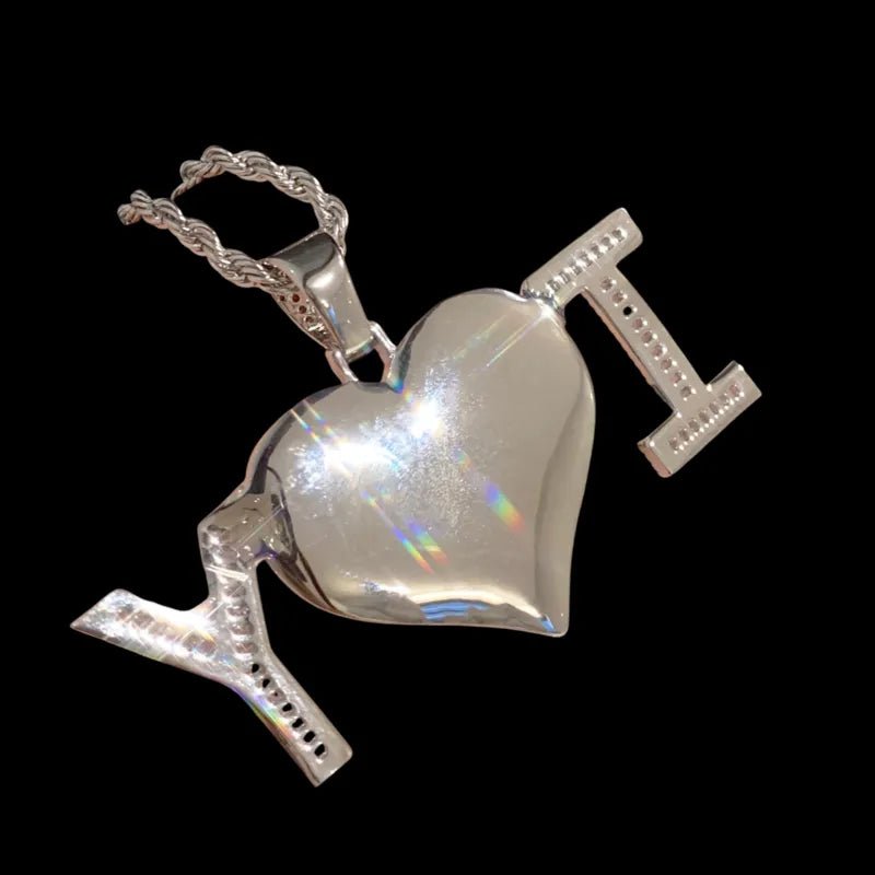 3D Customized Photo "I Love You" Heart Pendant - 70mm - TONGSHOP / Length:16 / Length:18