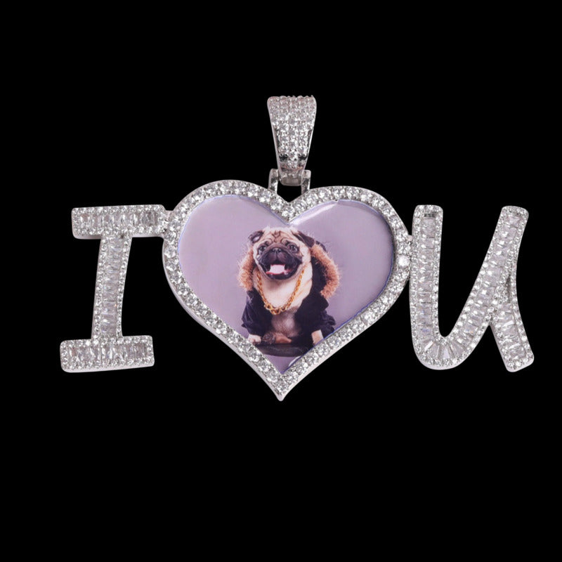 3D Customized Photo "I Love You" Pendant - 75mm