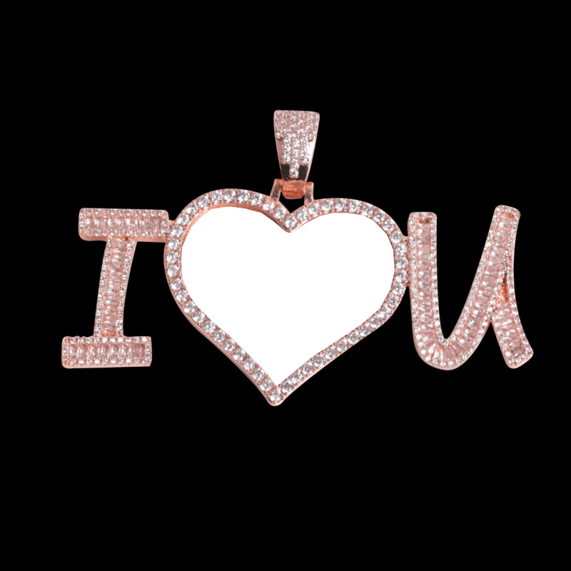 3D Customized Photo "I Love You" Pendant - 75mm - TONGSHOP / Length:16 / Length:18
