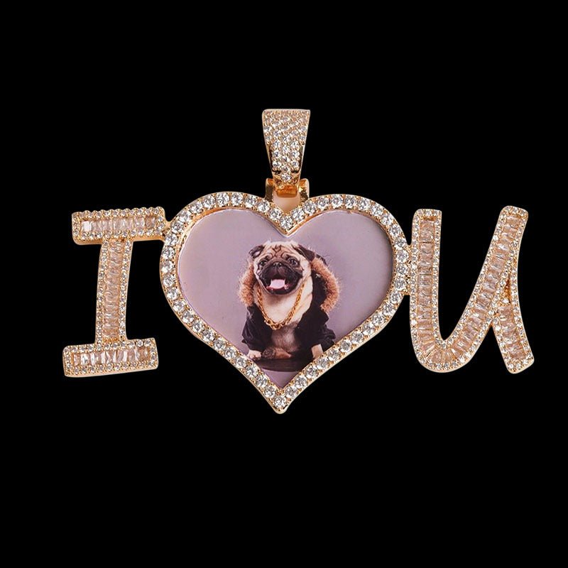 3D Customized Photo "I Love You" Pendant - 75mm - TONGSHOP / Length:16 / Length:18