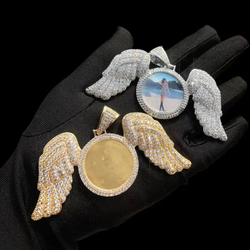 3D Customized Photo Ice Wings Pendant - 90mm