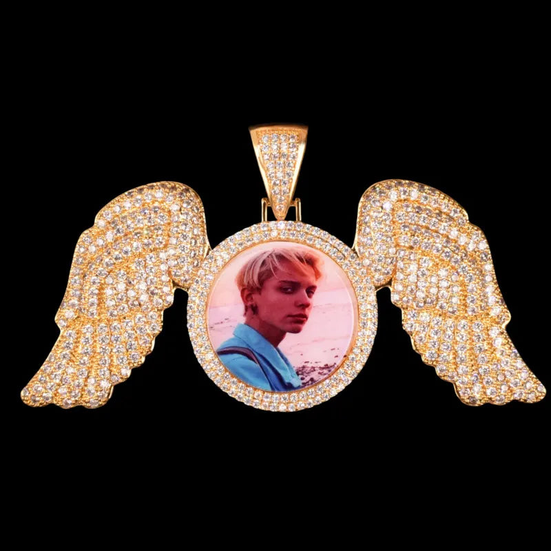 3D Customized Photo Ice Wings Pendant - 90mm