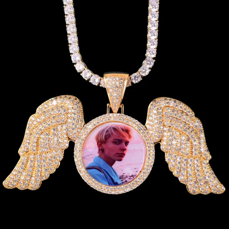 3D Customized Photo Ice Wings Pendant - 90mm