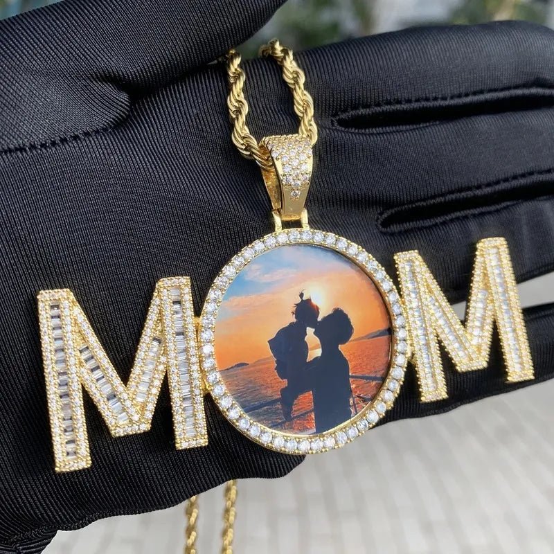 3D Customized Photo Letter Round Pendant - 80mm - TONGSHOP / Length:16 / Length:18