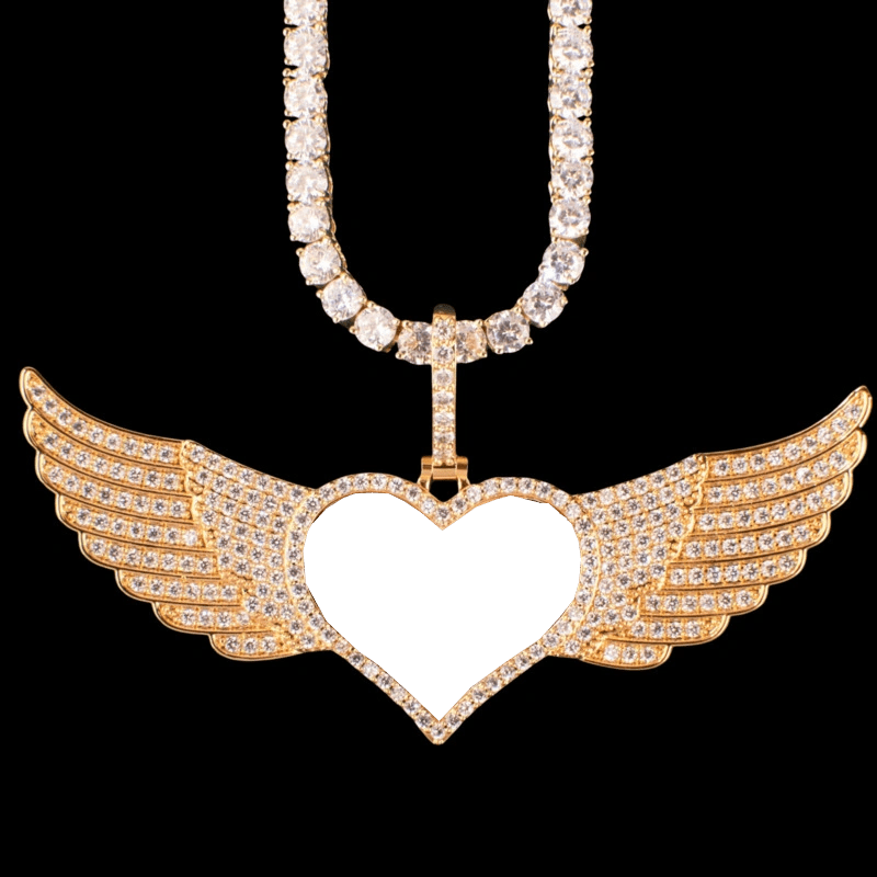 3D Customized Photo Love Wings Pendant - 82mm - TONGSHOP / Length:16 / Length:18