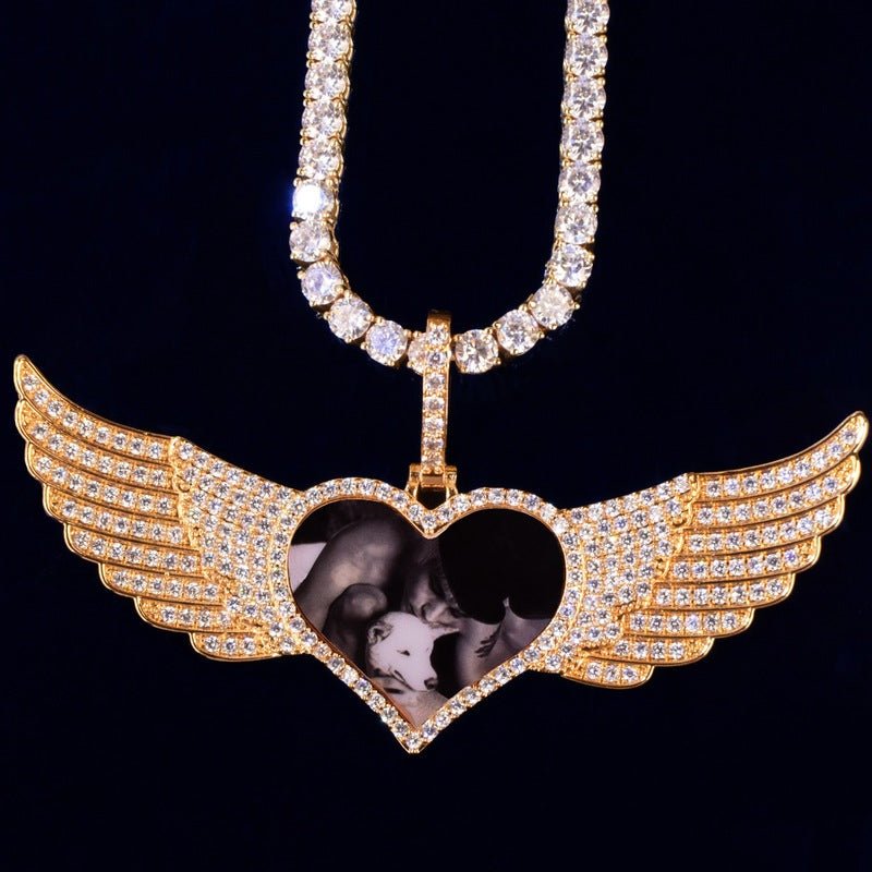 3D Customized Photo Love Wings Pendant - 82mm - TONGSHOP / Length:16 / Length:18