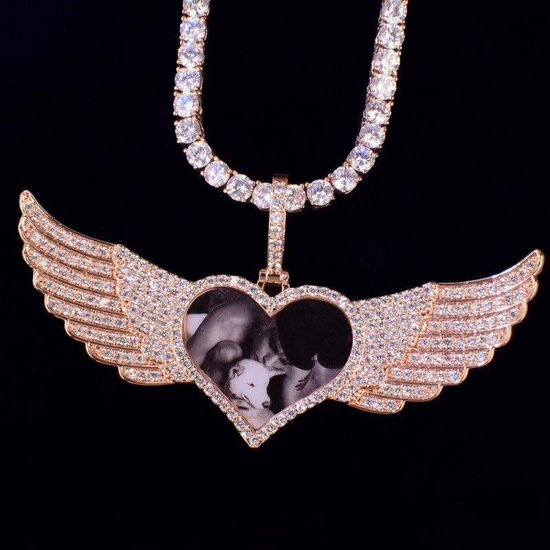 3D Customized Photo Love Wings Pendant - 82mm - TONGSHOP / Length:16 / Length:18