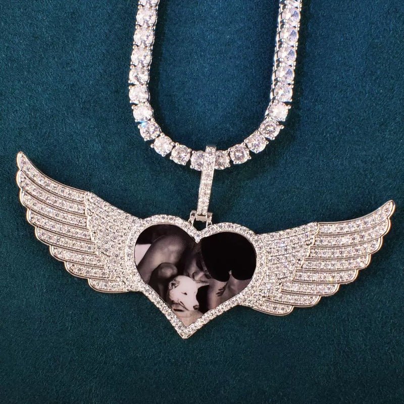 3D Customized Photo Love Wings Pendant - 82mm - TONGSHOP / Length:16 / Length:18
