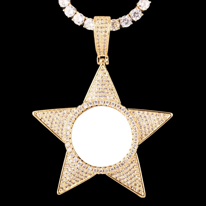 3D Customized Photo Pentagram Pendant - 50mm - TONGSHOP / Length:16 / Length:18