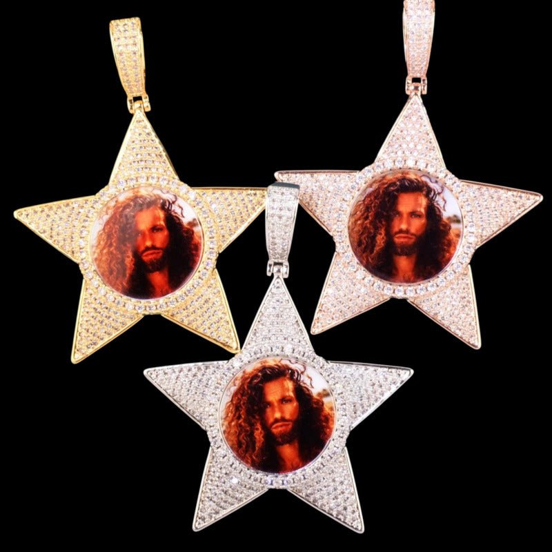 3D Customized Photo Pentagram Pendant - 50mm - TONGSHOP / Length:16 / Length:18