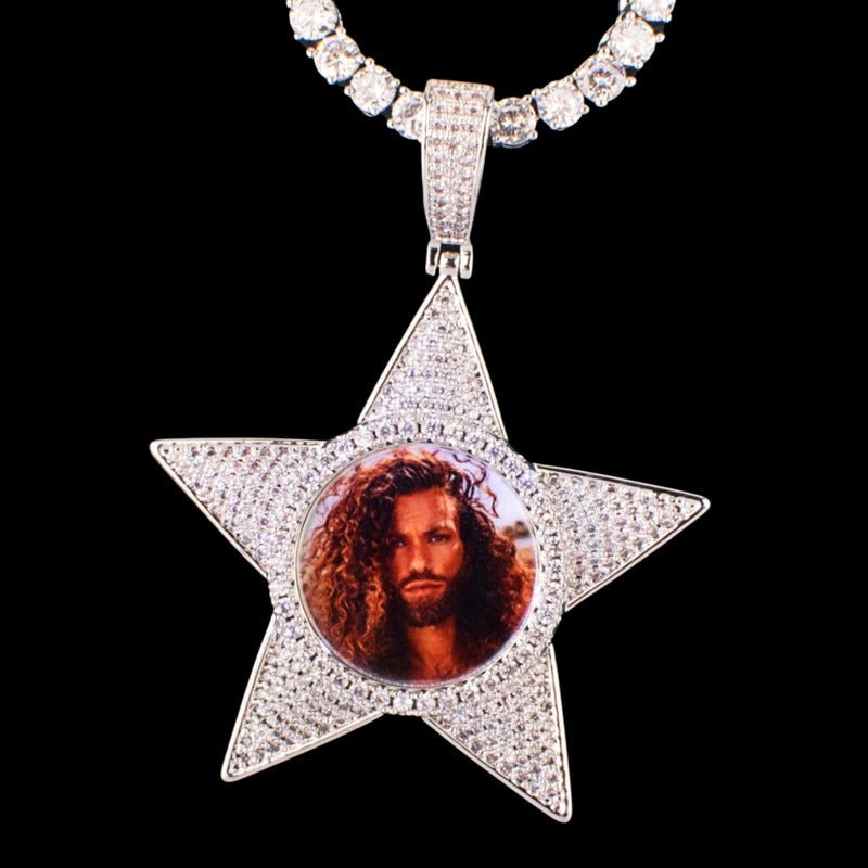 3D Customized Photo Pentagram Pendant - 50mm - TONGSHOP / Length:16 / Length:18
