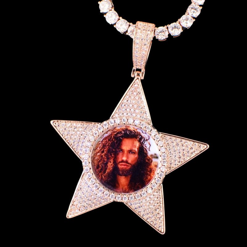 3D Customized Photo Pentagram Pendant - 50mm - TONGSHOP / Length:16 / Length:18