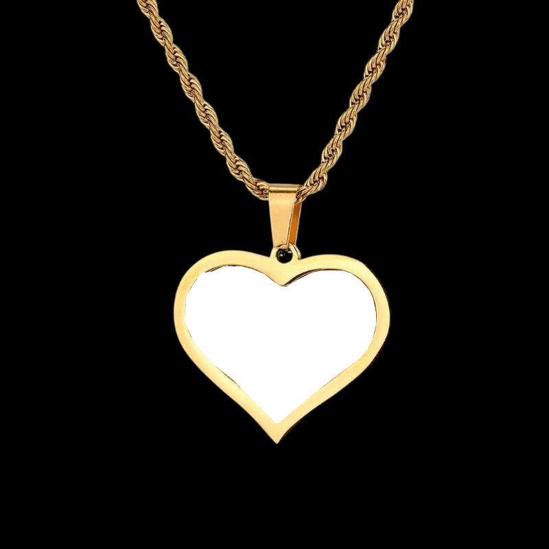 3D Customized Photo Stainless Steel Heart Pendant - 35mm - TONGSHOP / Length:16 / Length:18