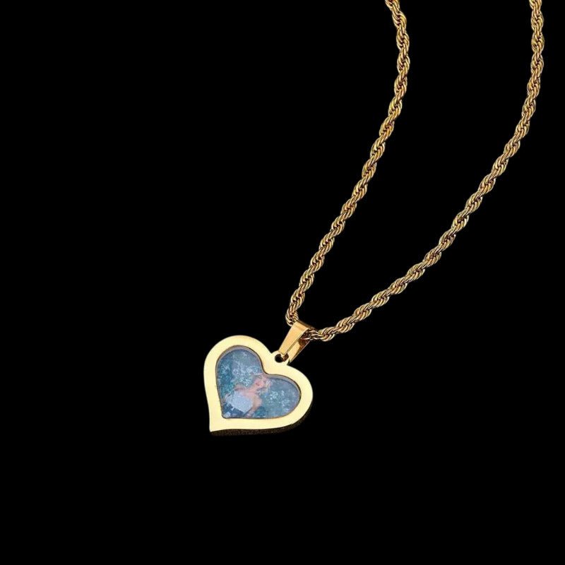 3D Customized Photo Stainless Steel Heart Pendant - 35mm - TONGSHOP / Length:16 / Length:18