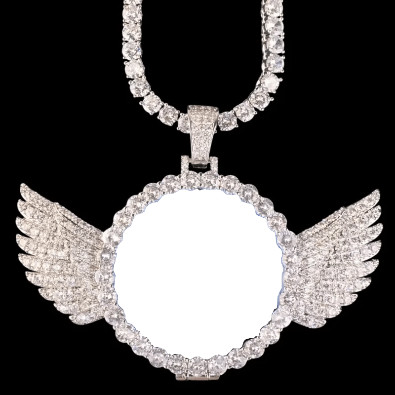 3D Customized Photo Wings Love Pendant - TONGSHOP / Length:16 / Length:18