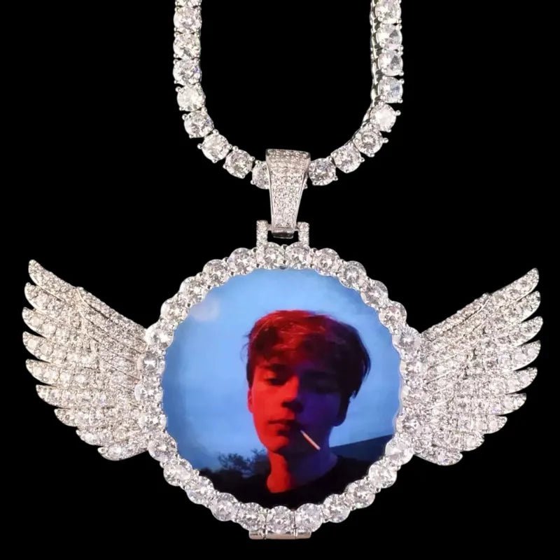 3D Customized Photo Wings Love Pendant - TONGSHOP / Length:16 / Length:18