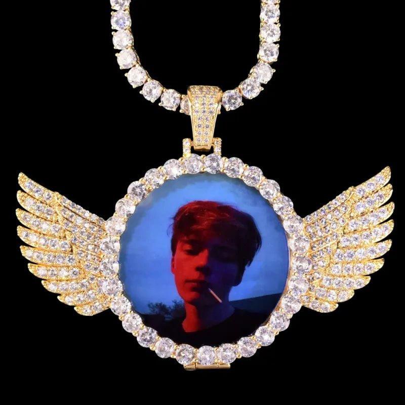 3D Customized Photo Wings Love Pendant - TONGSHOP / Length:16 / Length:18