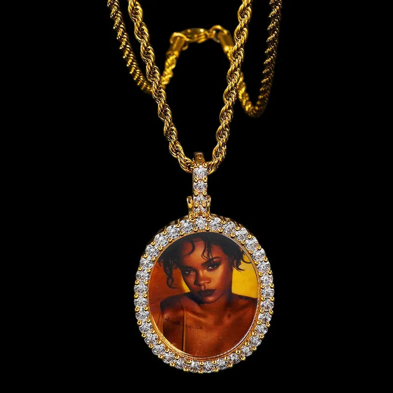 3D New Custom Photo Oval Pendant - 32mm