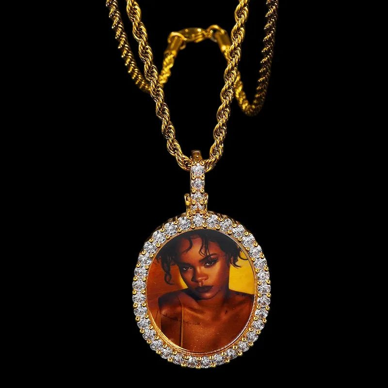 3D New Custom Photo Oval Pendant - 32mm - TONGSHOP / Length:16 / Length:18