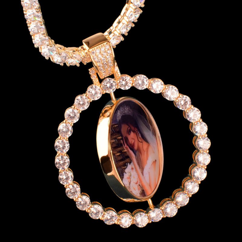 3D Rotating Double - Sided Photo Custom Pendant - 45mm - TONGSHOP / Length:16 / Length:18