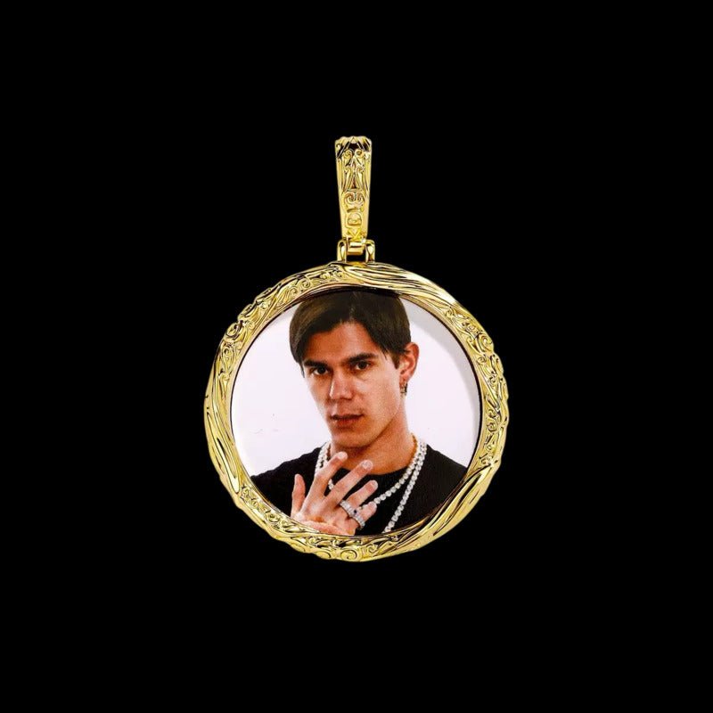 3D Custom Photo Flame Solid Round Pendant - 37mm - TONGSHOP / Length:16 / Length:18