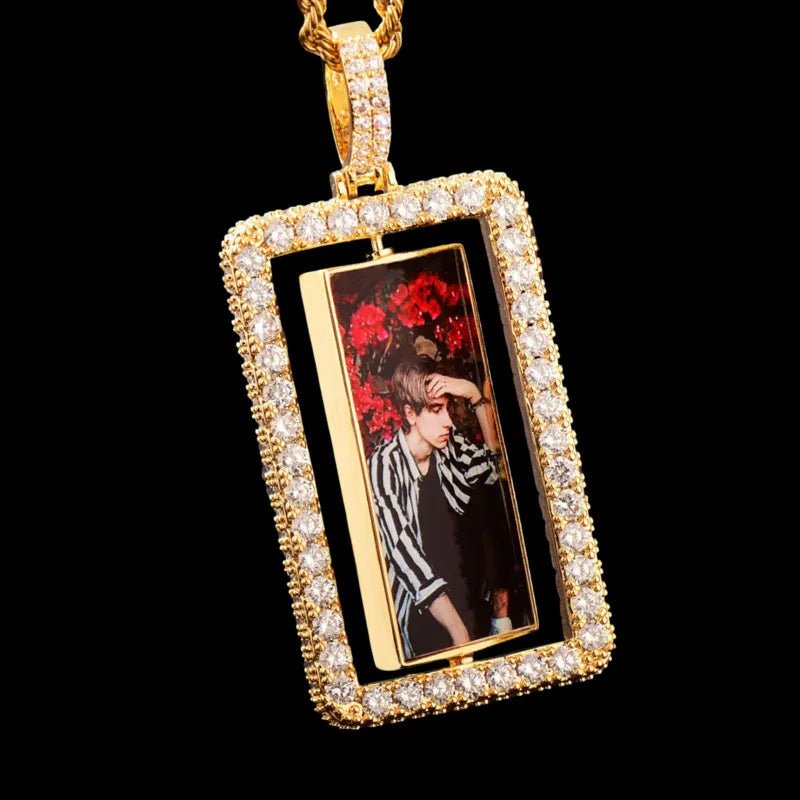 3D Custom Rotating Rectangular Pendant - 32mm - TONGSHOP / Length:16 / Length:18