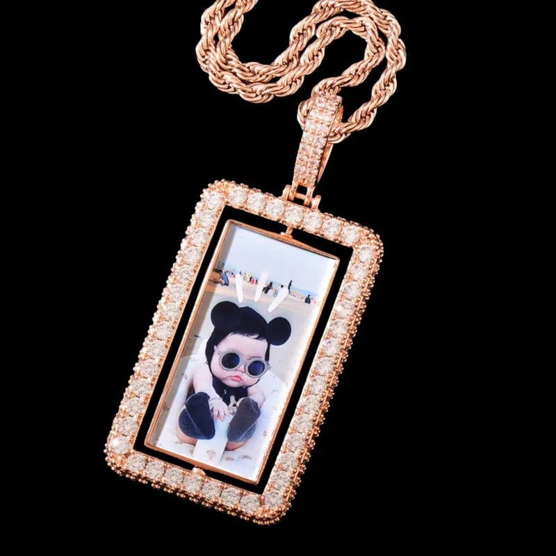 3D Custom Rotating Rectangular Pendant - 32mm - TONGSHOP / Length:16 / Length:18