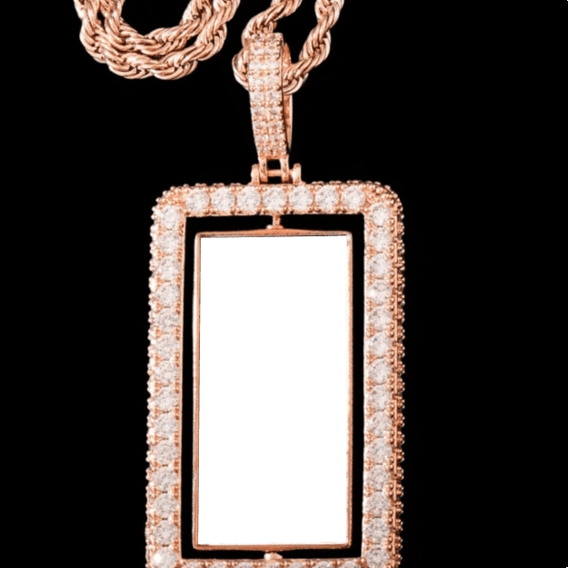 3D Custom Rotating Rectangular Pendant - 32mm - TONGSHOP / Length:16 / Length:18